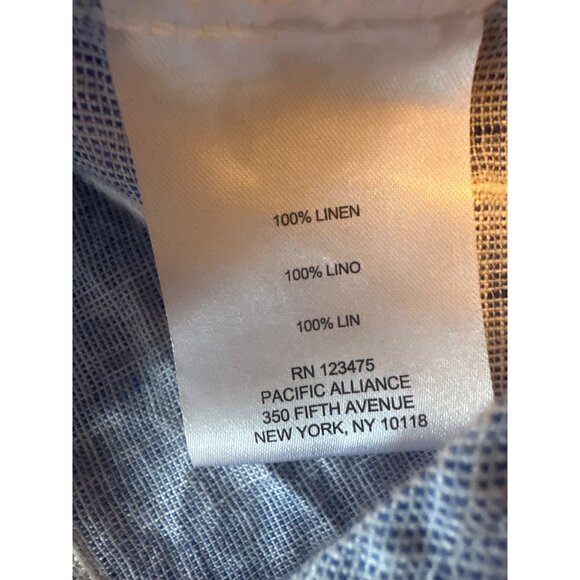 Ellen Tracy Womens Blue Striped 100% Linen Long Sleeve Pop over Shirt Medium - Picture 4 of 5